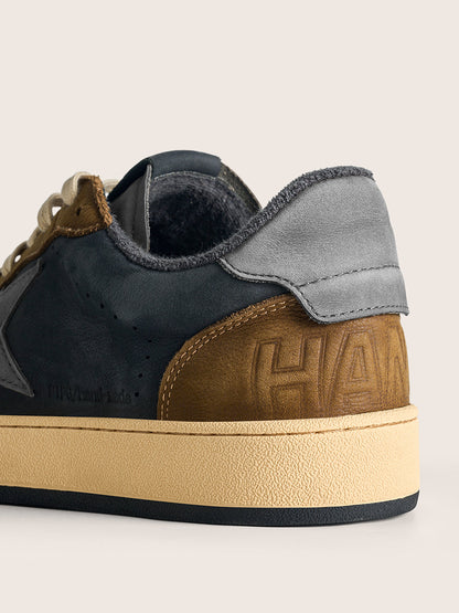 Brown Star Panel Retro Low-Top Sneakers