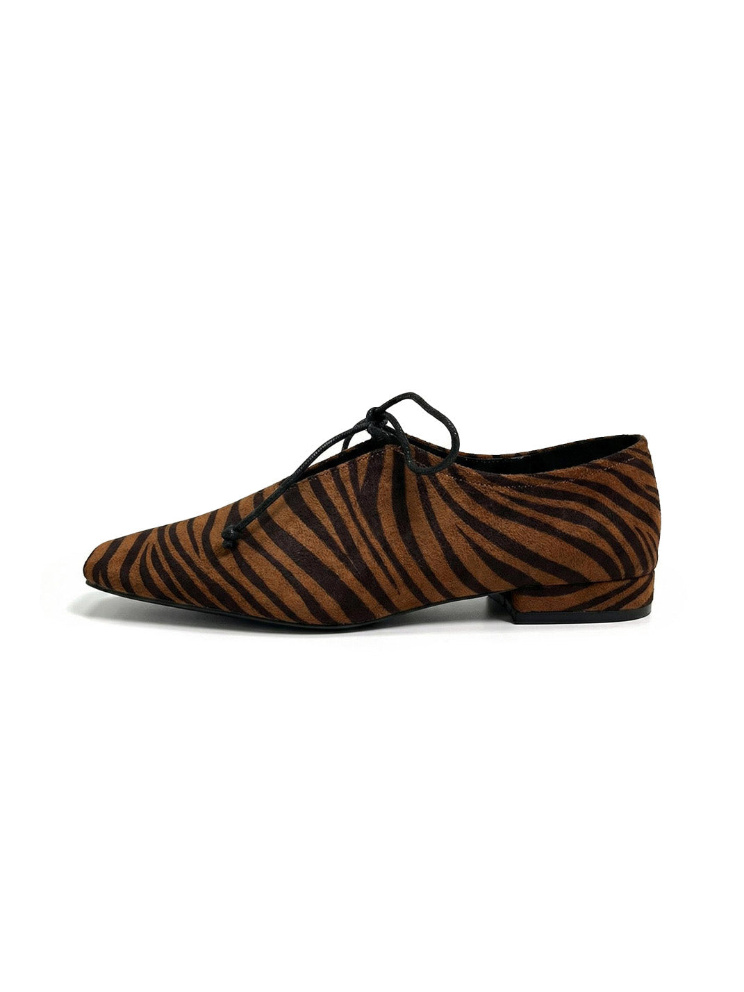 Brown Zebra-Print Lace-Up Loafers