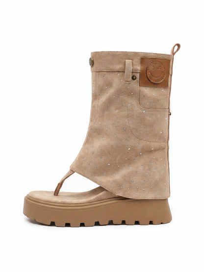 Thong Platform Knee-High Roman Sandal Boots