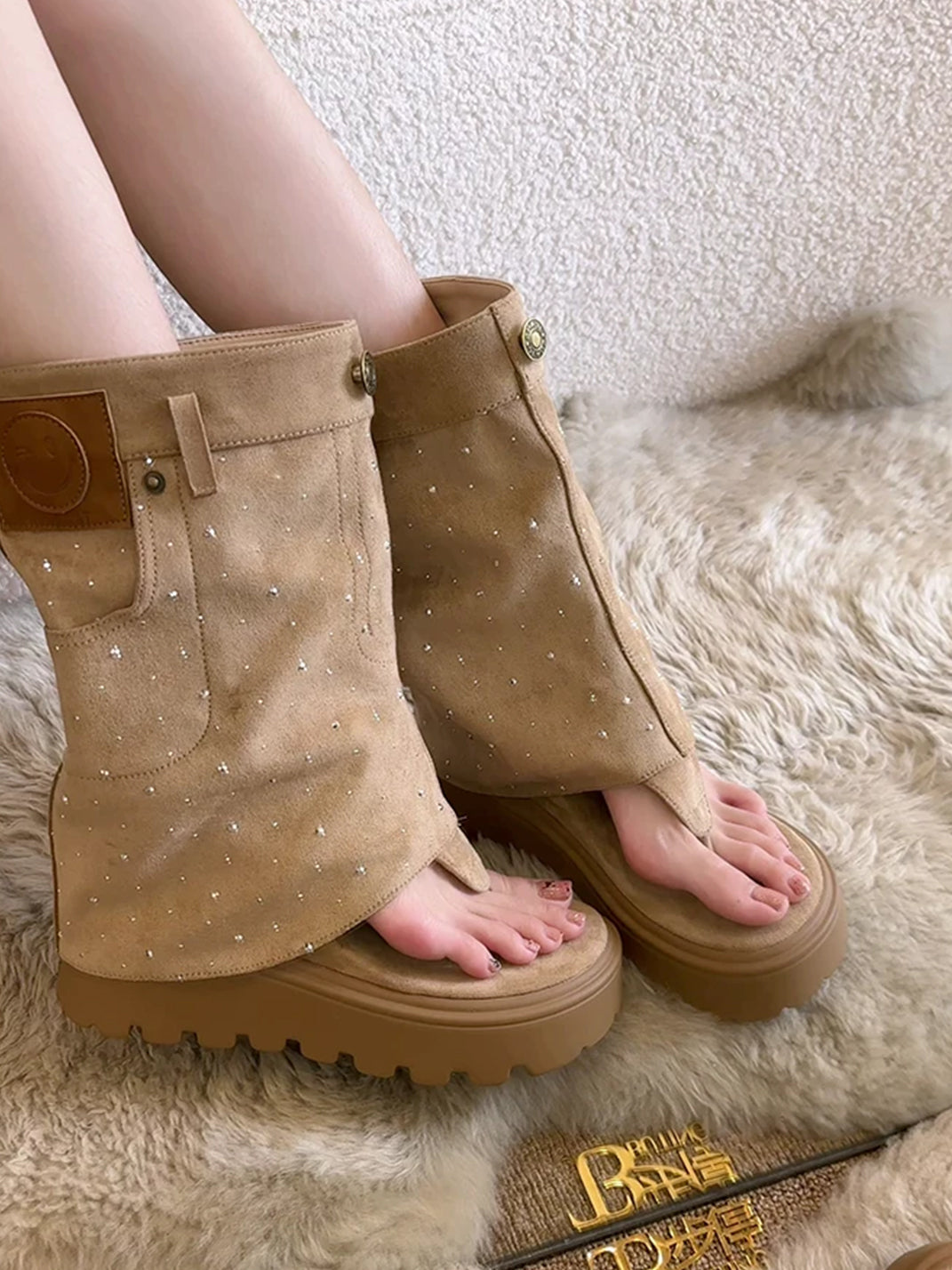 Thong Platform Knee-High Roman Sandal Boots