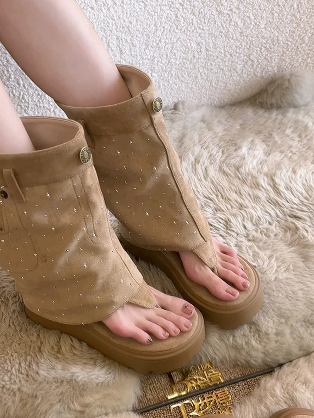 Thong Platform Knee-High Roman Sandal Boots