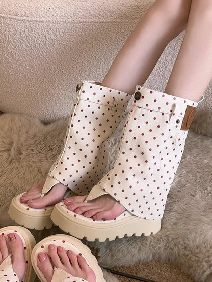 Thong Platform Knee-High Roman Sandal Boots