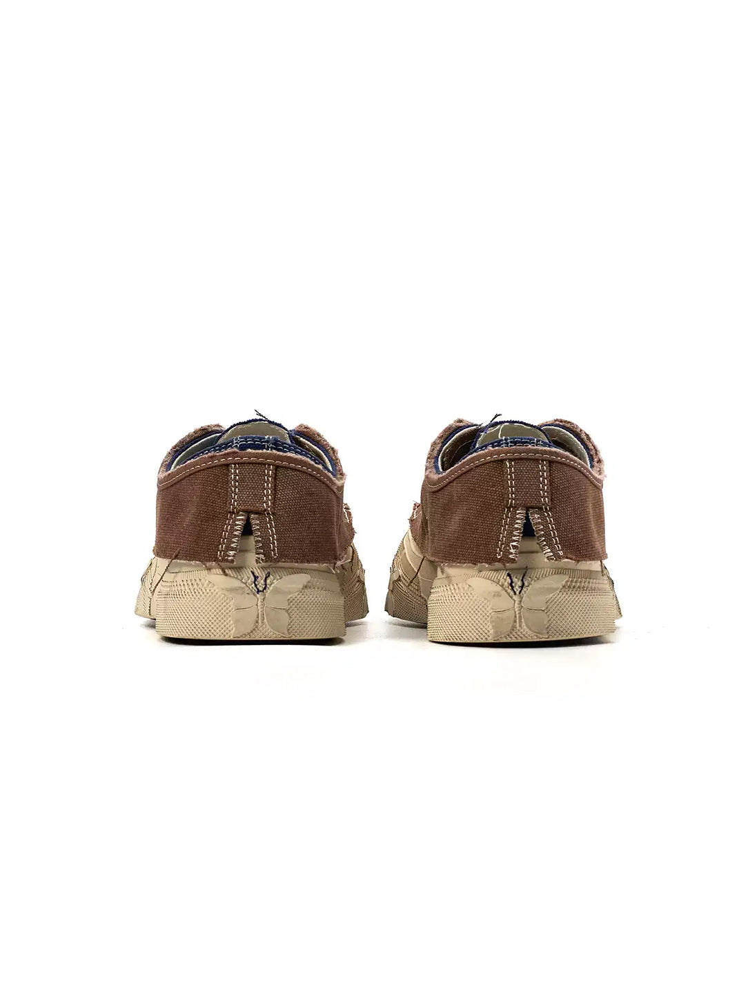 Blue Brown Colorblock Distressed Platform Sneakers