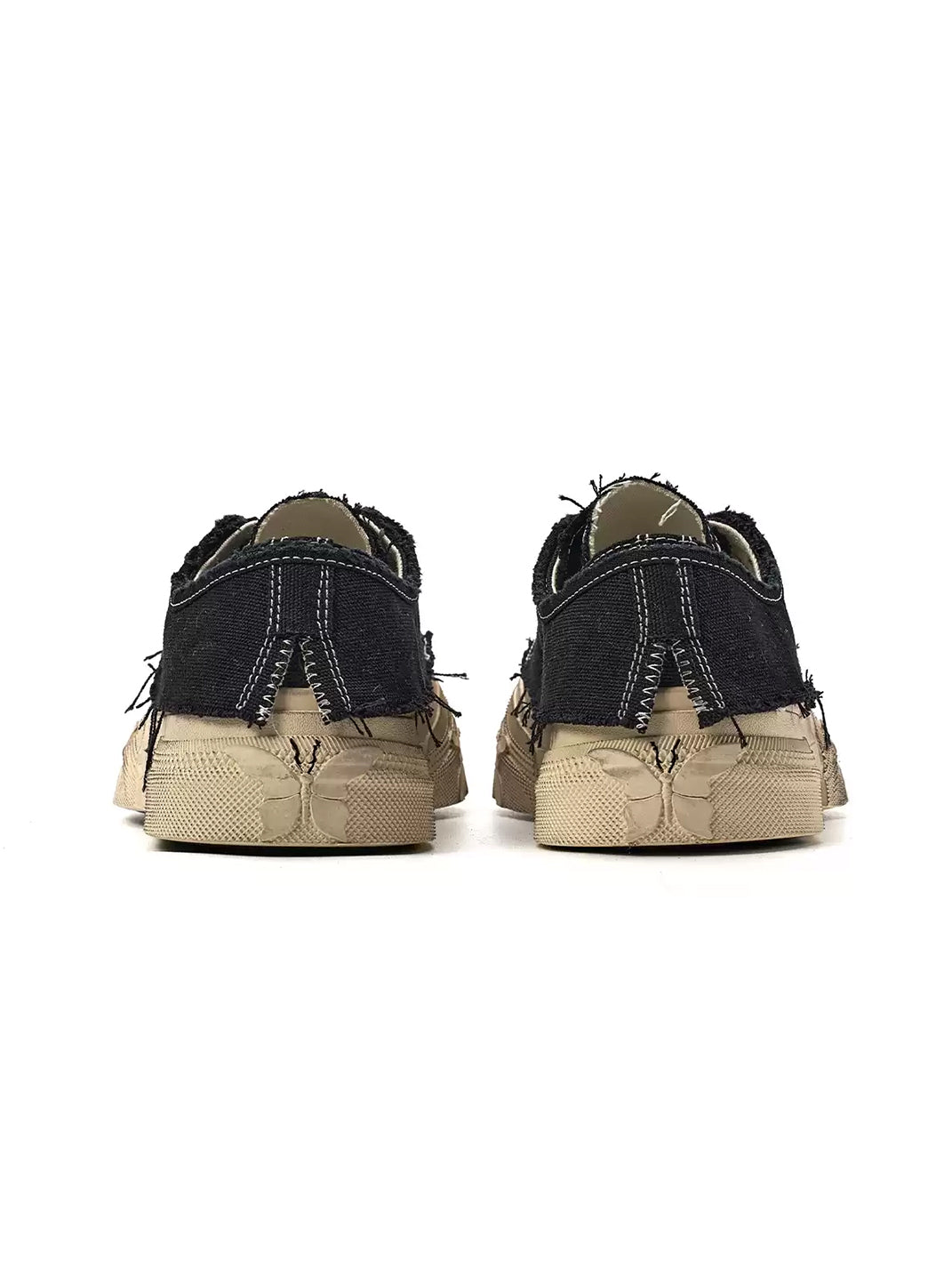 Black Distressed-Wash Platform Canvas Sneakers