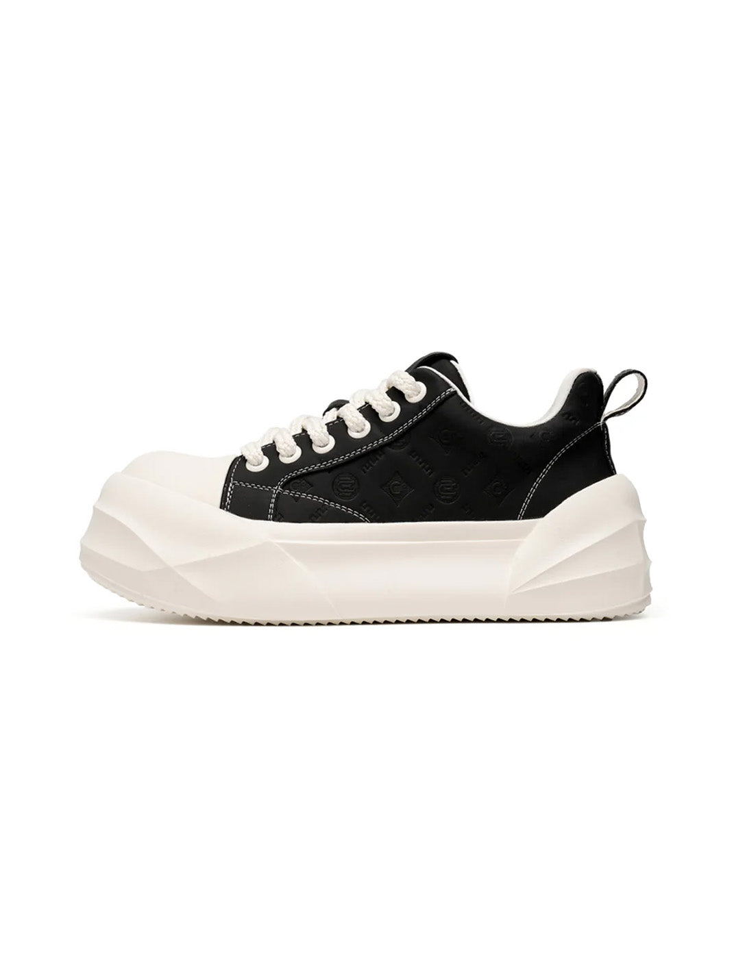 Black Geometric-Sole Platform Sneakers