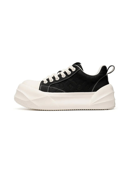 Black Geometric-Sole Platform Sneakers