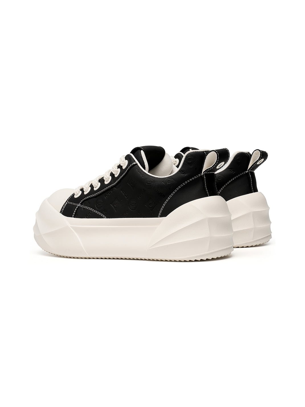 Black Geometric-Sole Platform Sneakers