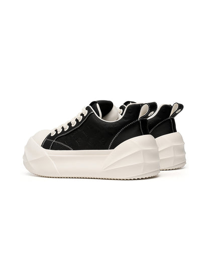 Black Geometric-Sole Platform Sneakers