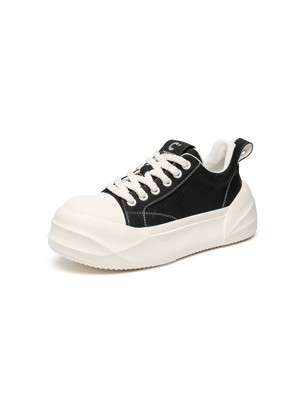 Black Geometric-Sole Platform Sneakers