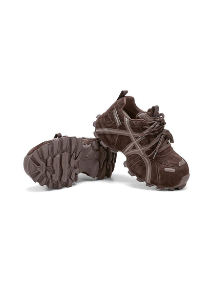 Brown Cross-Strap Trail Runner Sneakers