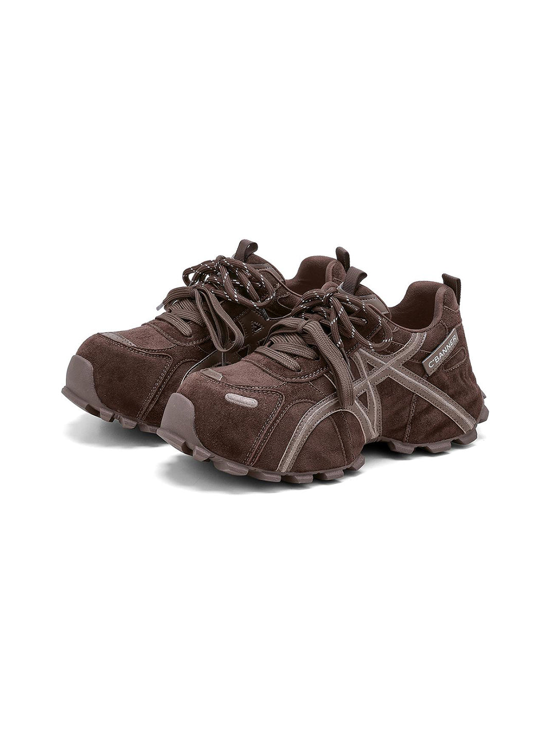 Brown Cross-Strap Trail Runner Sneakers