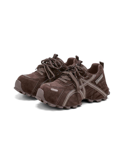 Brown Cross-Strap Trail Runner Sneakers