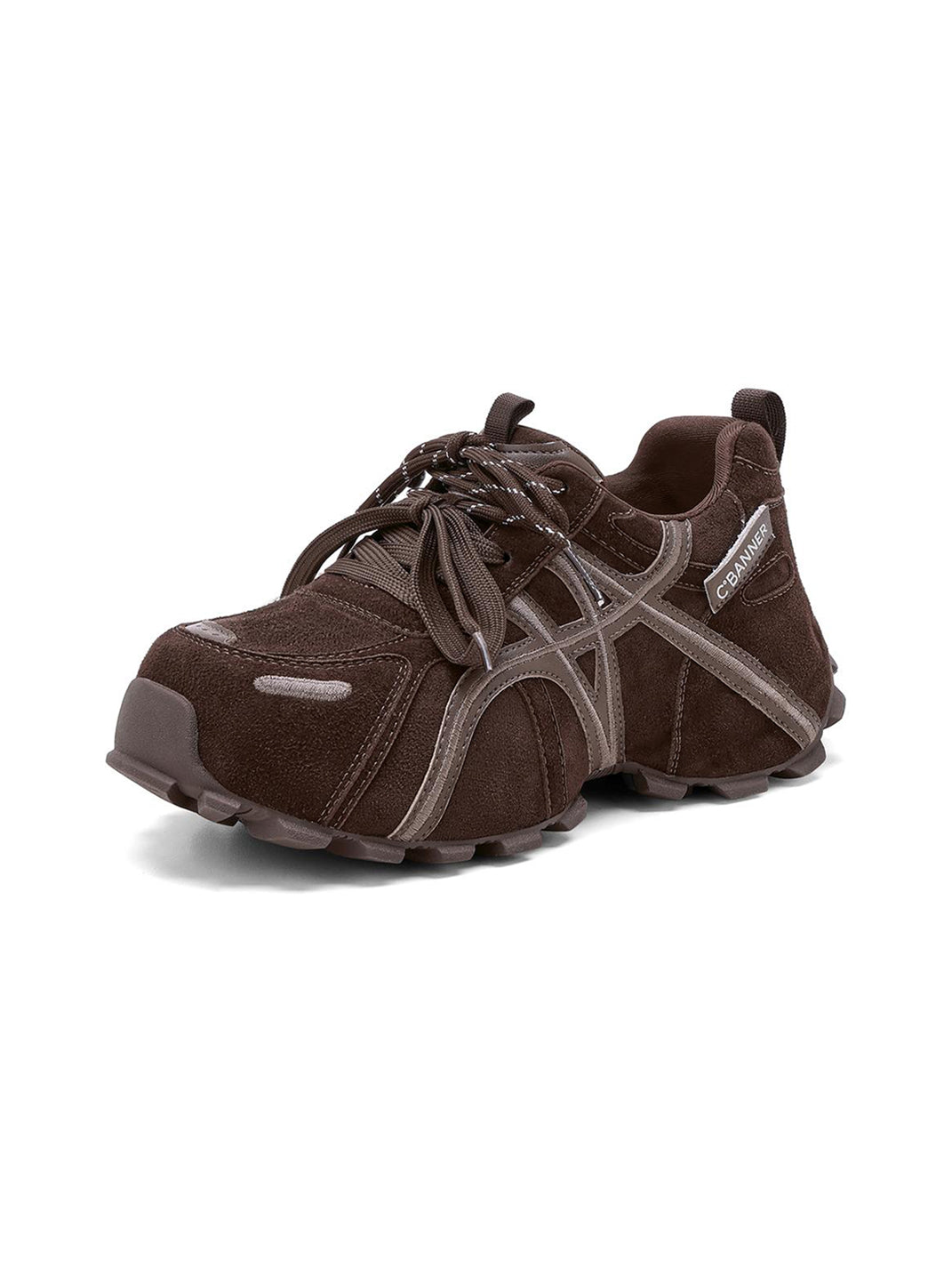 Brown Cross-Strap Trail Runner Sneakers