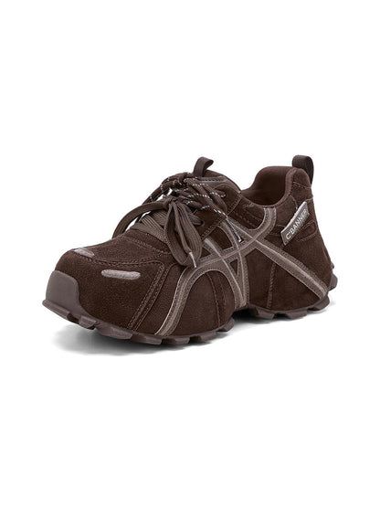 Brown Cross-Strap Trail Runner Sneakers