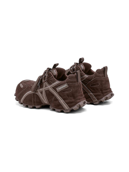 Brown Cross-Strap Trail Runner Sneakers