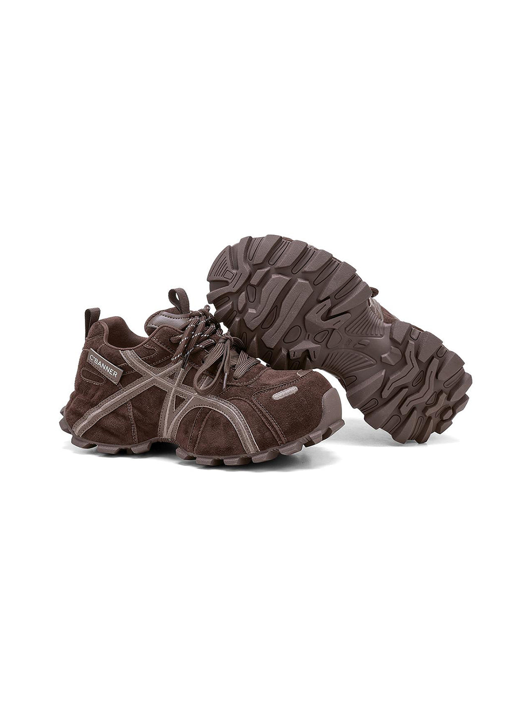 Brown Cross-Strap Trail Runner Sneakers