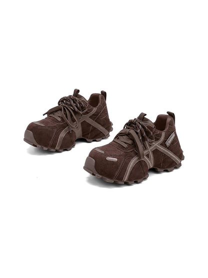 Brown Cross-Strap Trail Runner Sneakers