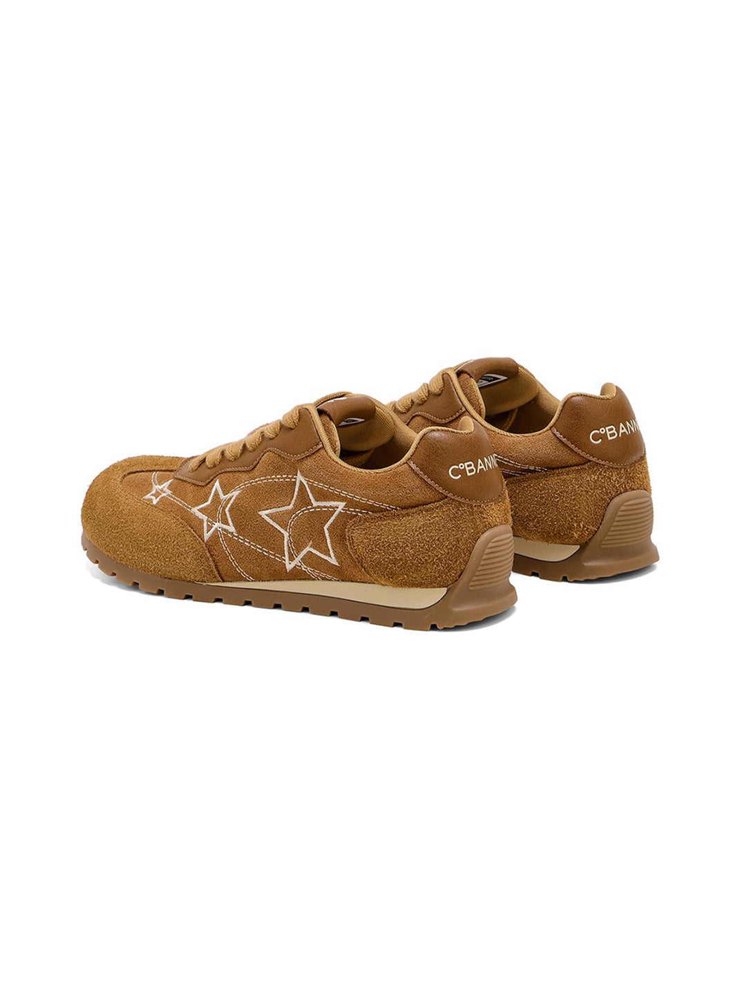 Camel Star-Embroidered Retro Low-Top Sneakers