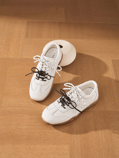 Ivory Double-Lace Gum-Sole Retro Trainers
