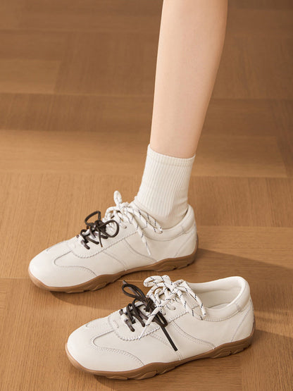 Ivory Double-Lace Gum-Sole Retro Trainers