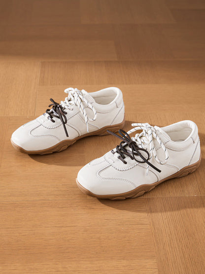Ivory Double-Lace Gum-Sole Retro Trainers