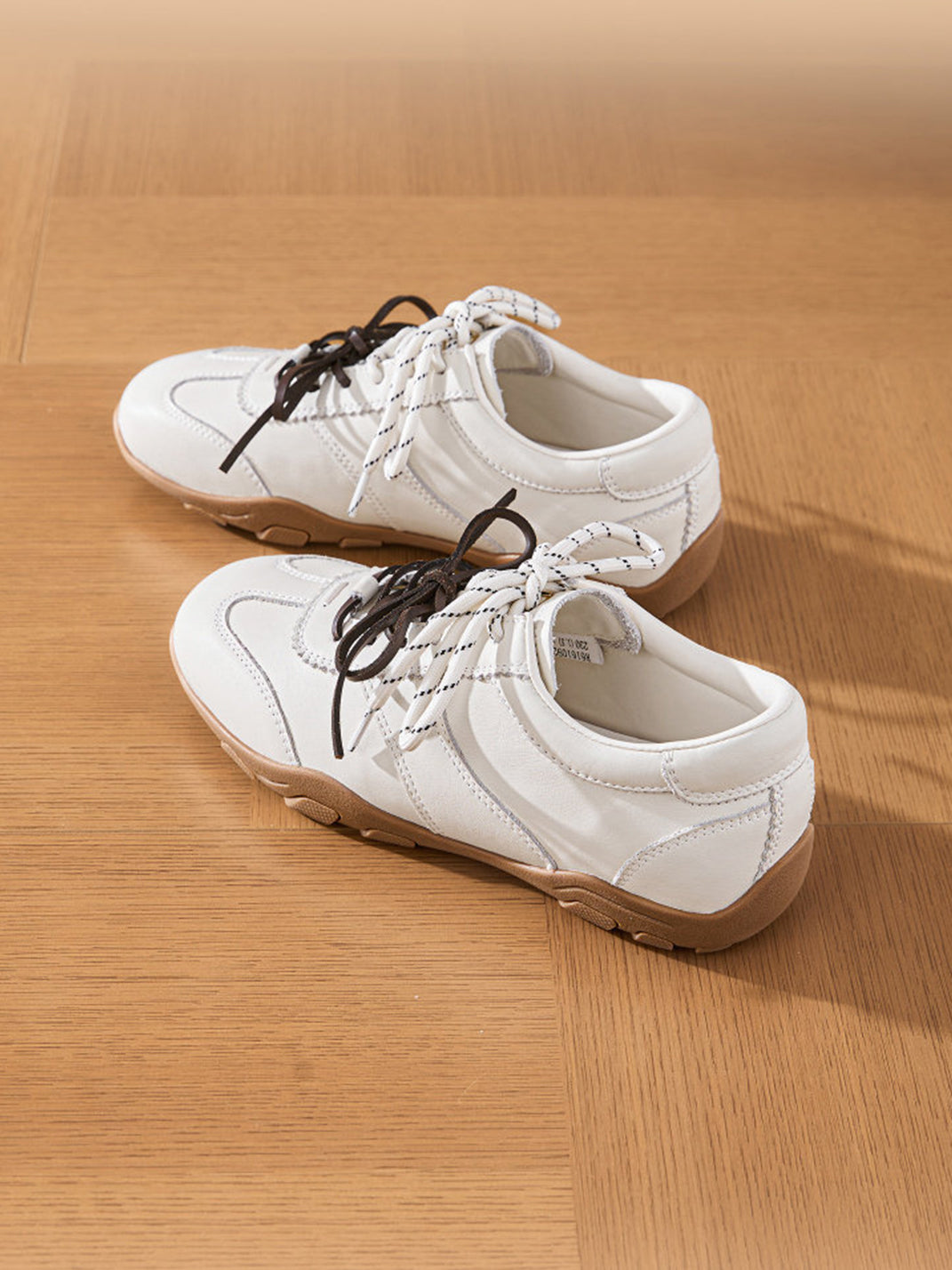 Ivory Double-Lace Gum-Sole Retro Trainers