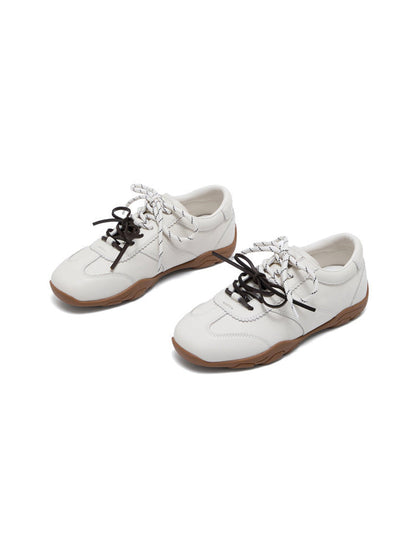 Ivory Double-Lace Gum-Sole Retro Trainers