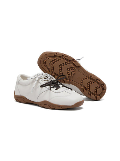 Ivory Double-Lace Gum-Sole Retro Trainers