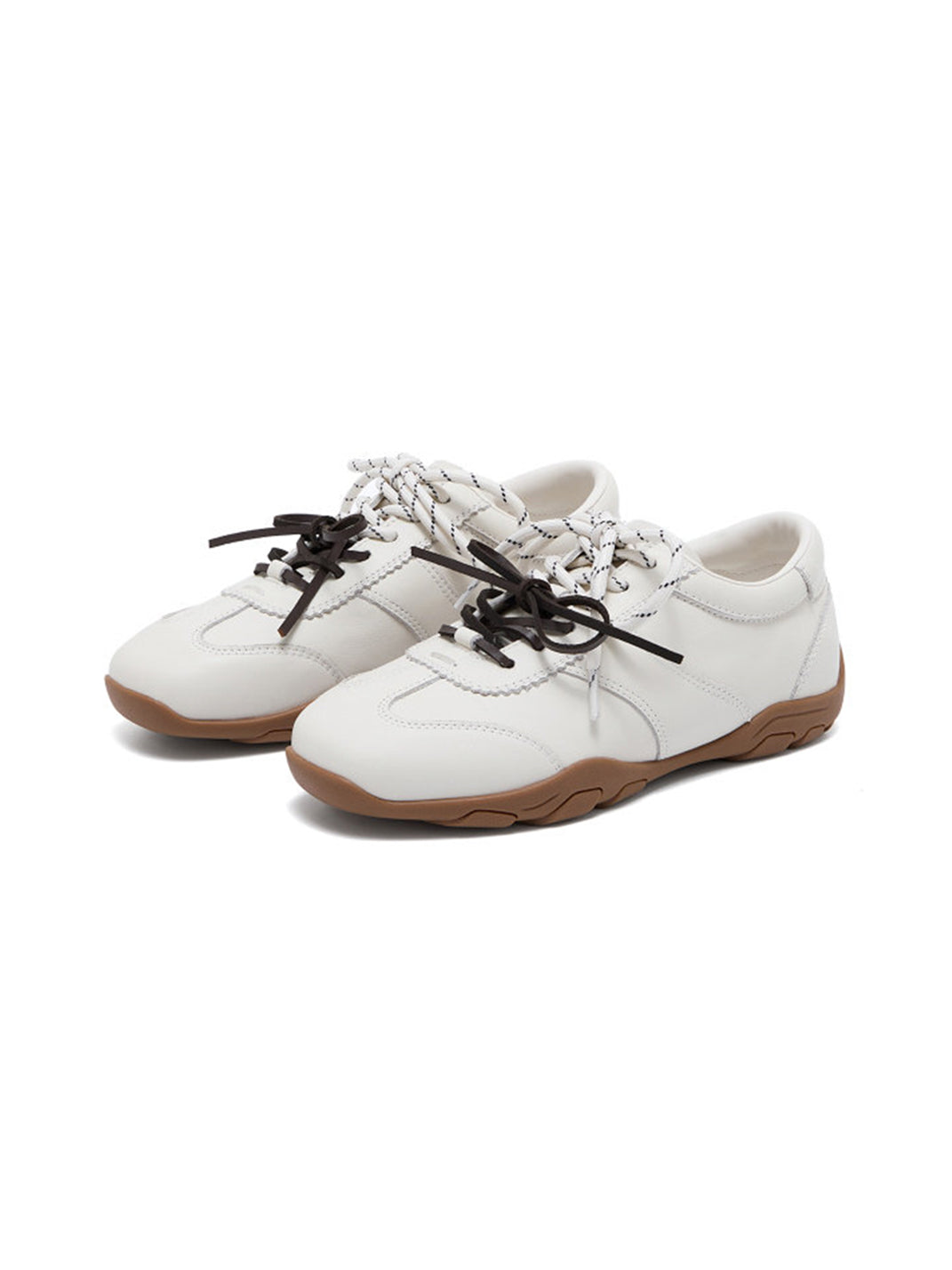 Ivory Double-Lace Gum-Sole Retro Trainers