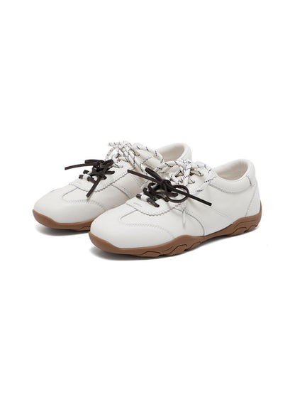 Ivory Double-Lace Gum-Sole Retro Trainers