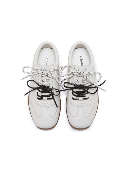 Ivory Double-Lace Gum-Sole Retro Trainers