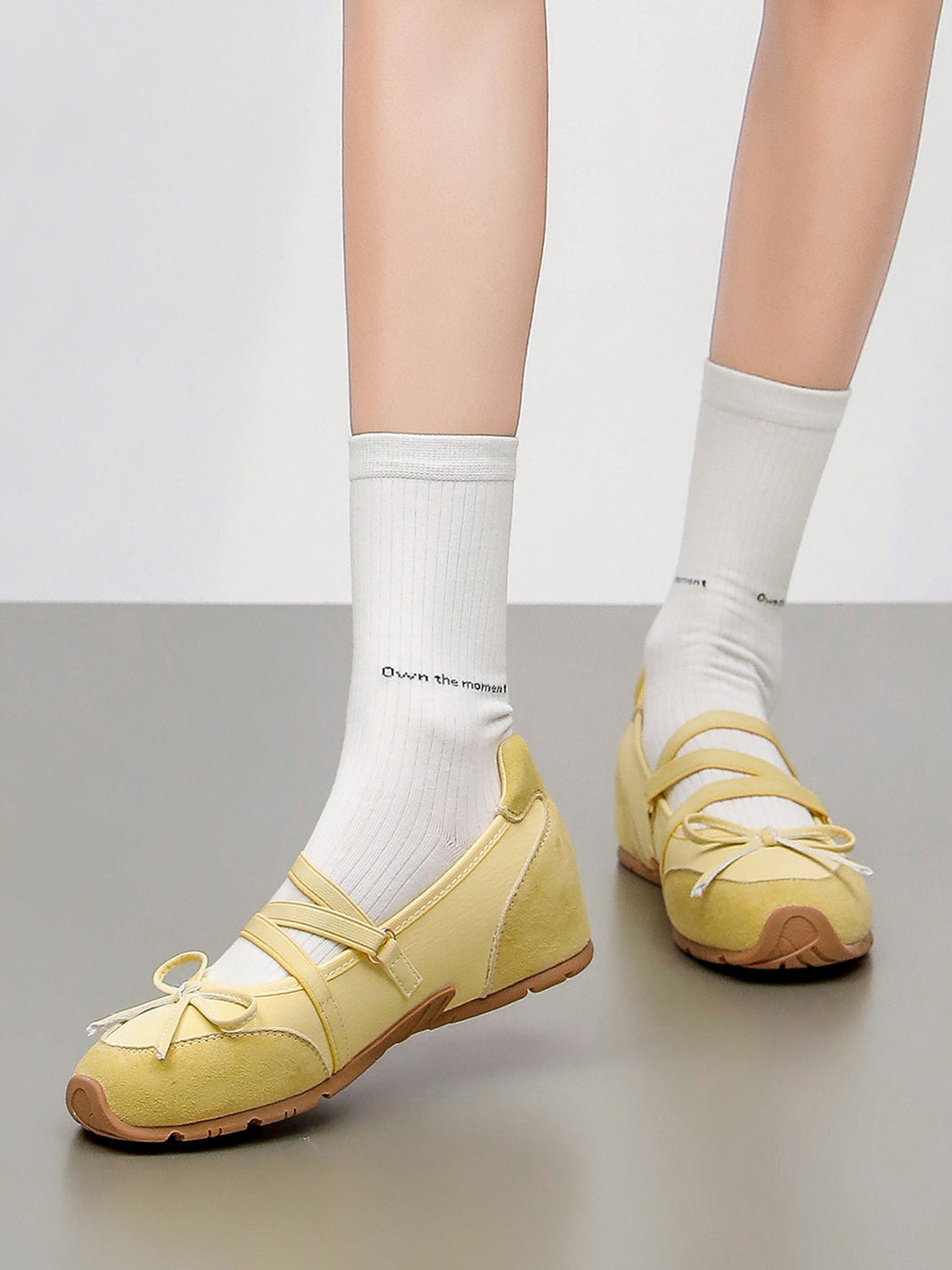 Sheer Mesh-Strap Mary Jane Ballet Flats
