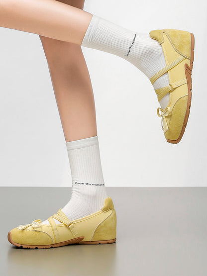 Sheer Mesh-Strap Mary Jane Ballet Flats