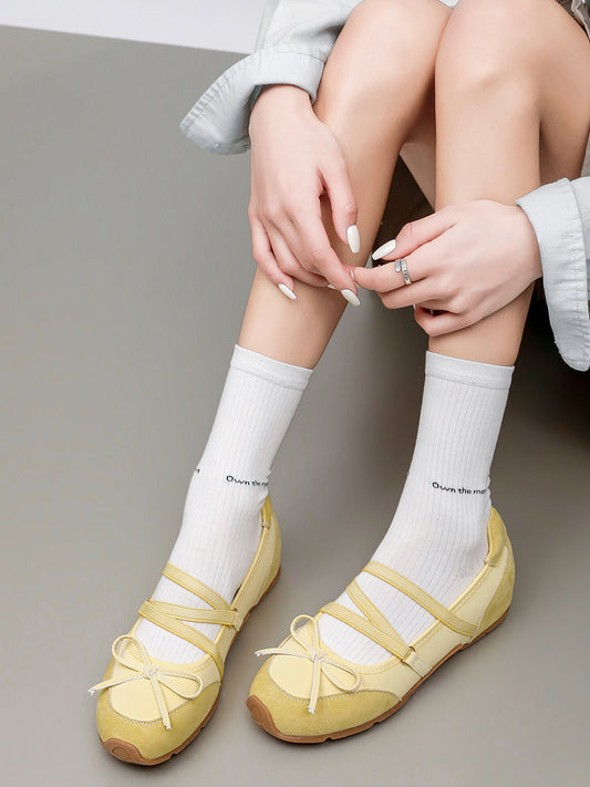 Sheer Mesh-Strap Mary Jane Ballet Flats