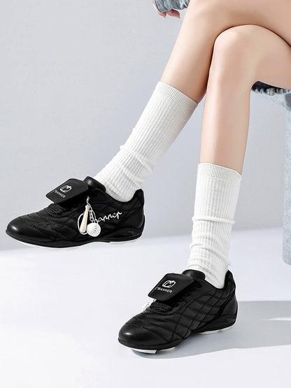 Black Patent Foldover-Tongue Retro Sneakers