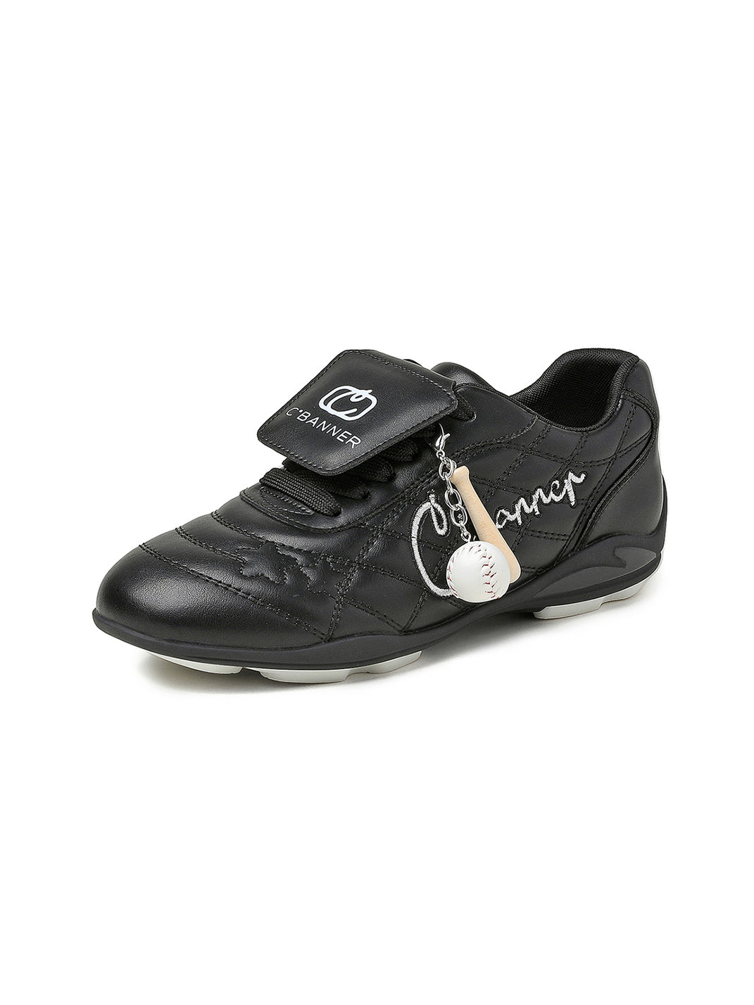 Black Patent Foldover-Tongue Retro Sneakers