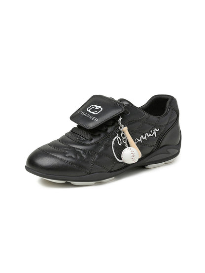 Black Patent Foldover-Tongue Retro Sneakers
