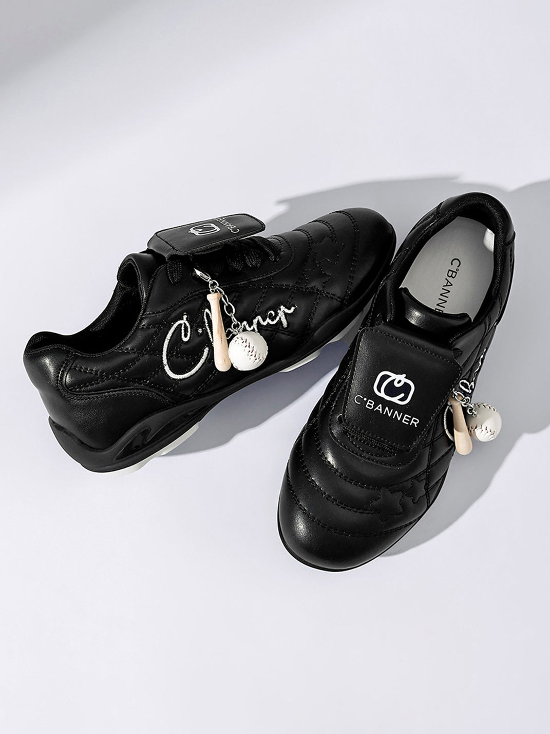 Black Patent Foldover-Tongue Retro Sneakers