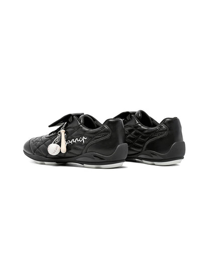 Black Patent Foldover-Tongue Retro Sneakers