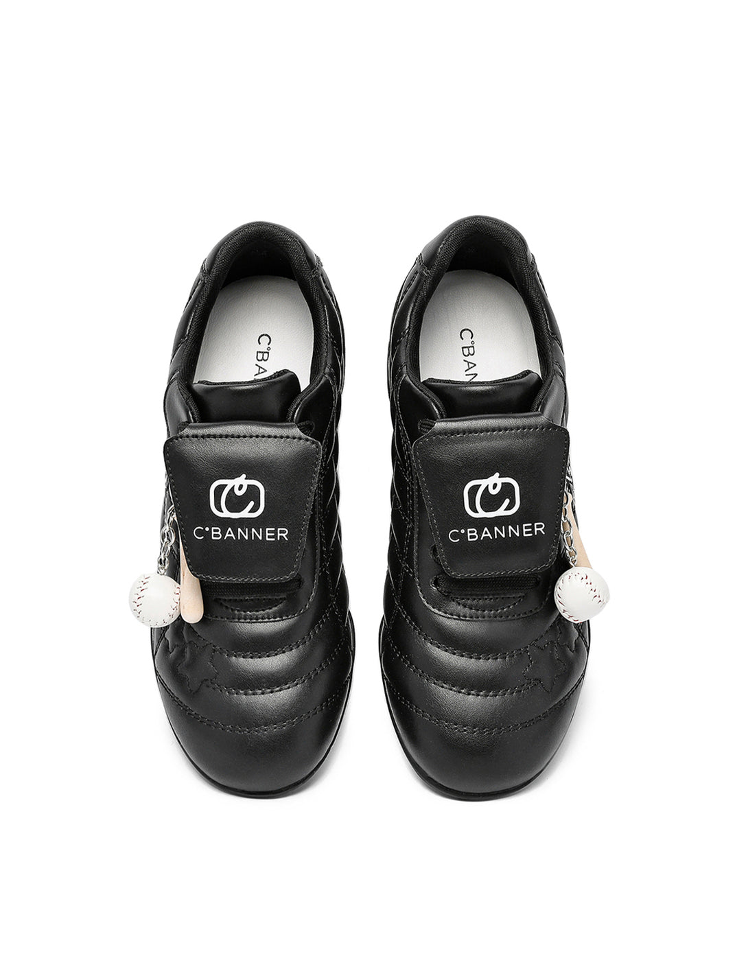 Black Patent Foldover-Tongue Retro Sneakers