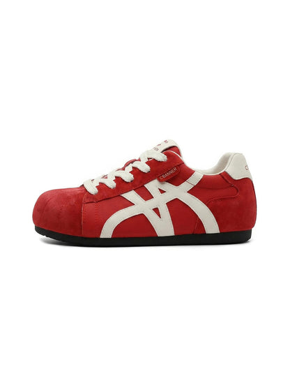 Leopard-Panel Gum-Sole Retro Trainers