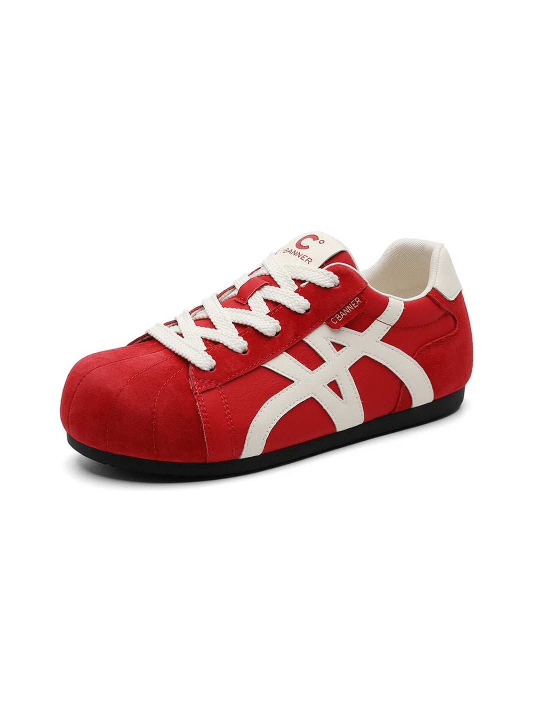 Leopard-Panel Gum-Sole Retro Trainers