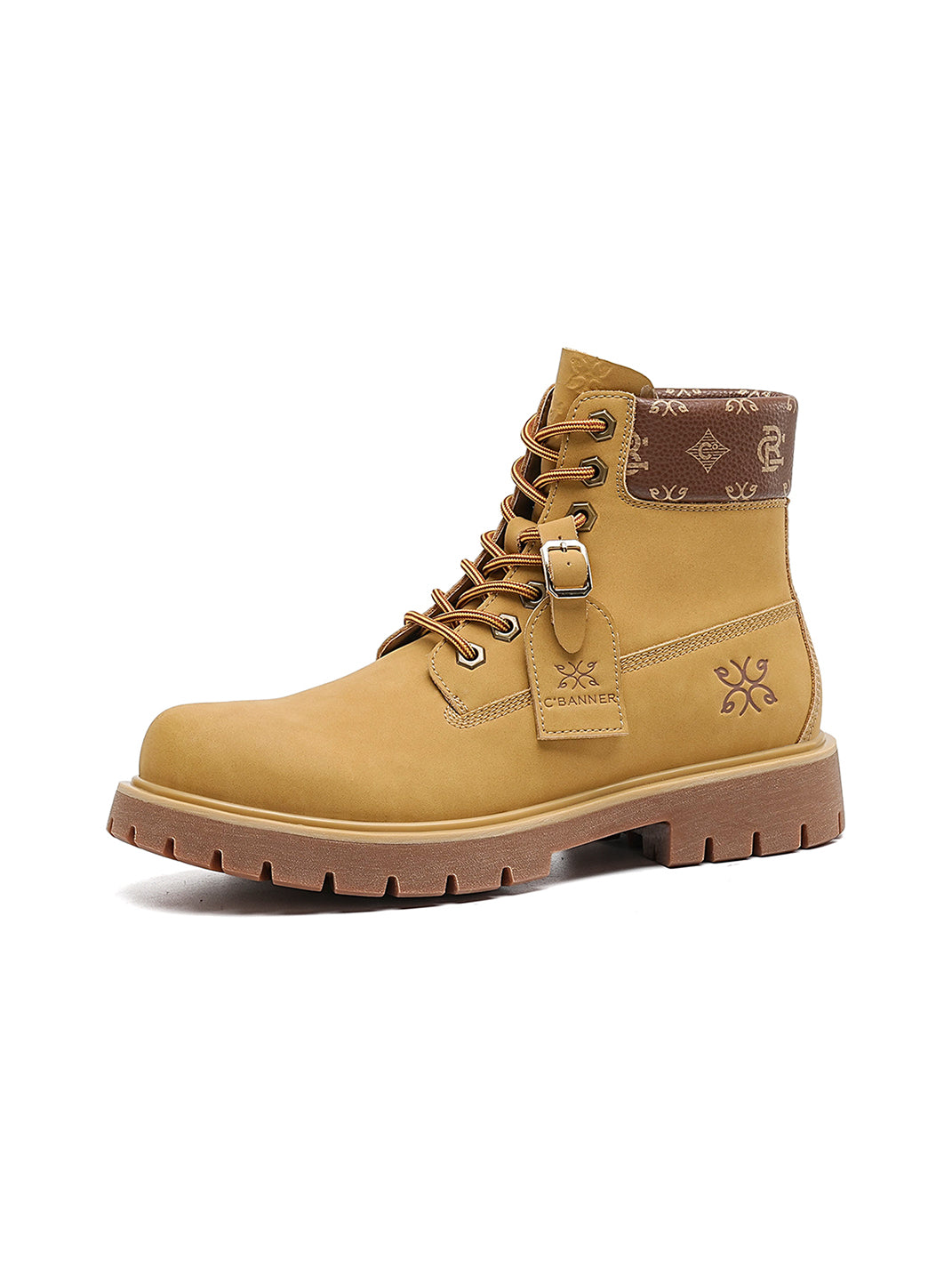 Wheat Contrast-Stitch Lug-Sole Work Boots