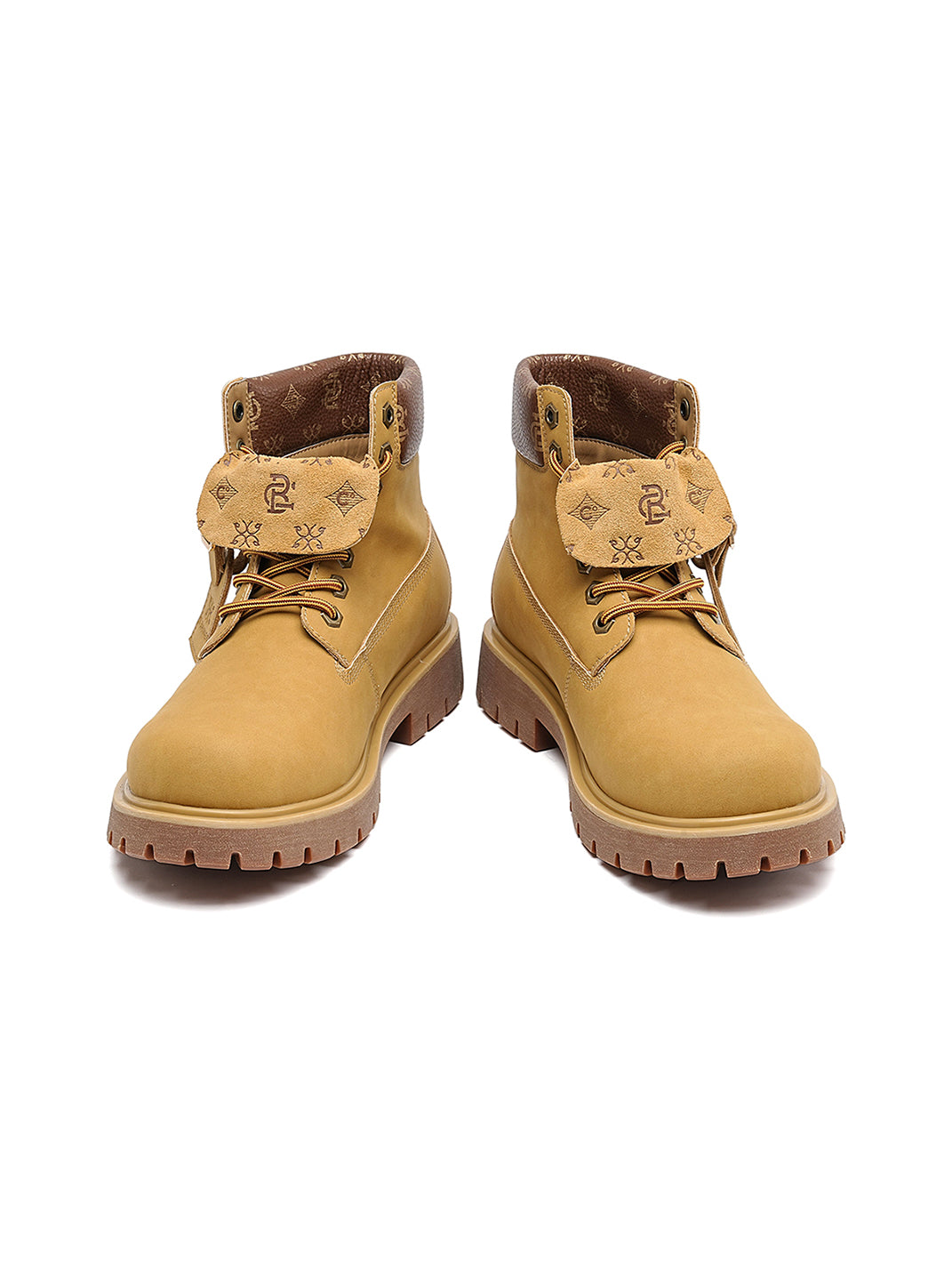 Wheat Contrast-Stitch Lug-Sole Work Boots