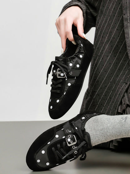 Polka-Dot Strap Low-Profile Ballet Sneakers