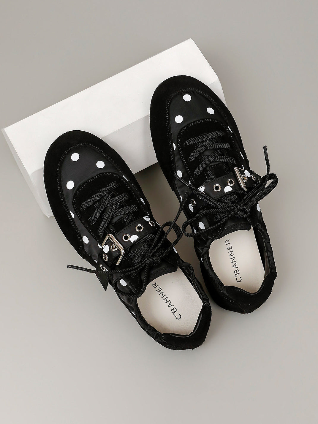 Polka-Dot Strap Low-Profile Ballet Sneakers