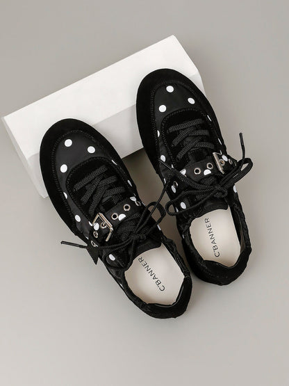 Polka-Dot Strap Low-Profile Ballet Sneakers