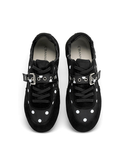 Polka-Dot Strap Low-Profile Ballet Sneakers