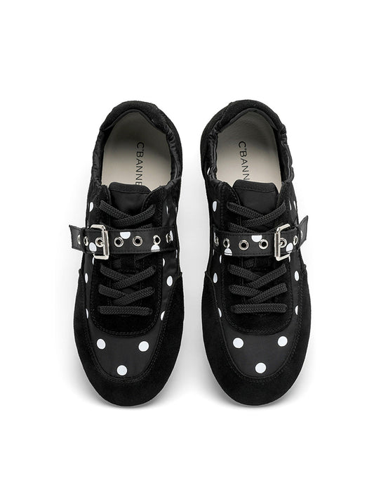 Polka-Dot Strap Low-Profile Ballet Sneakers