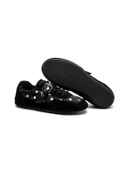Polka-Dot Strap Low-Profile Ballet Sneakers